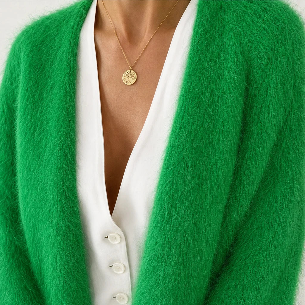 Veluna – Brushed Mohair-Wool-Look Open-Front Cardigan