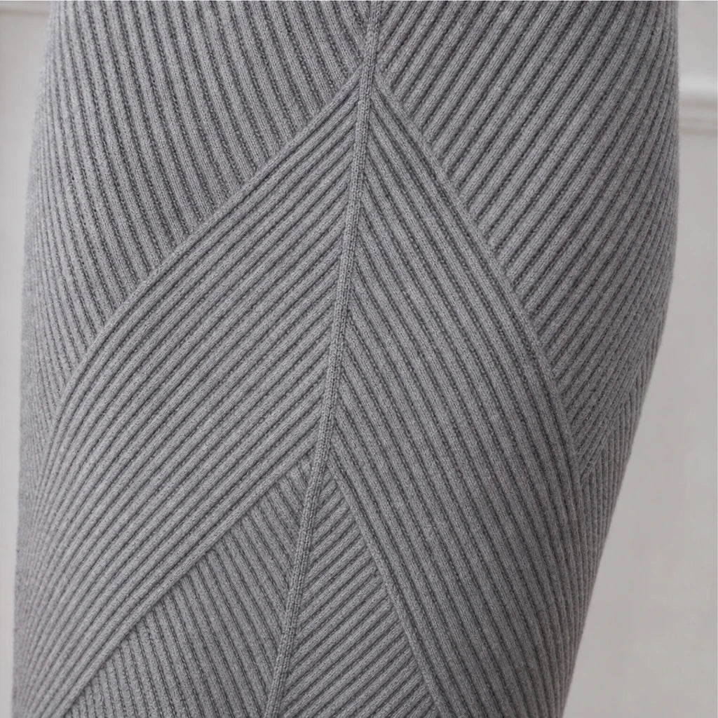 Veluna – Ribbed Turtleneck Sweater And Skirt Set