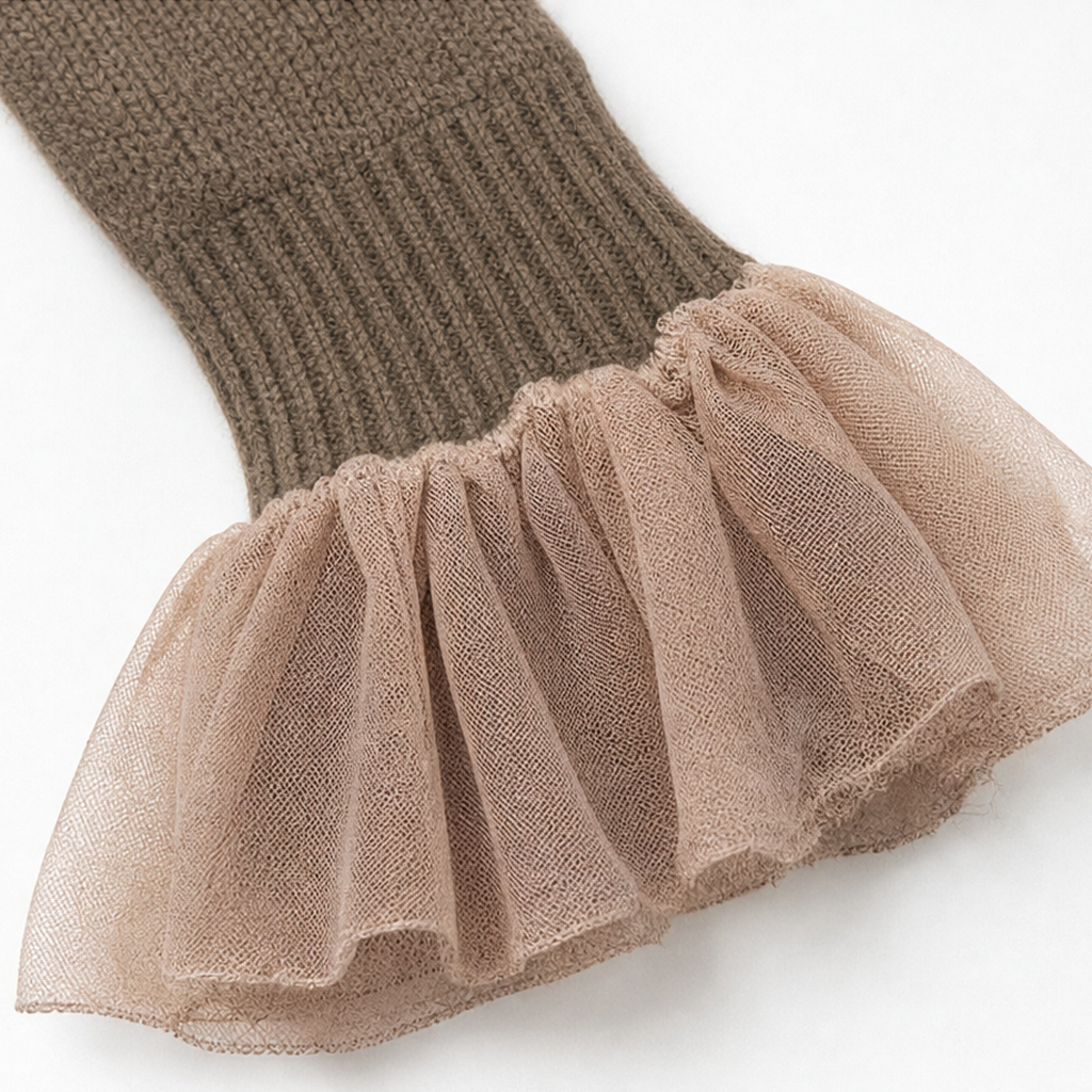 Rufflehaven – Mock Neck Oversized Ruffle-Trim Sweater Dress