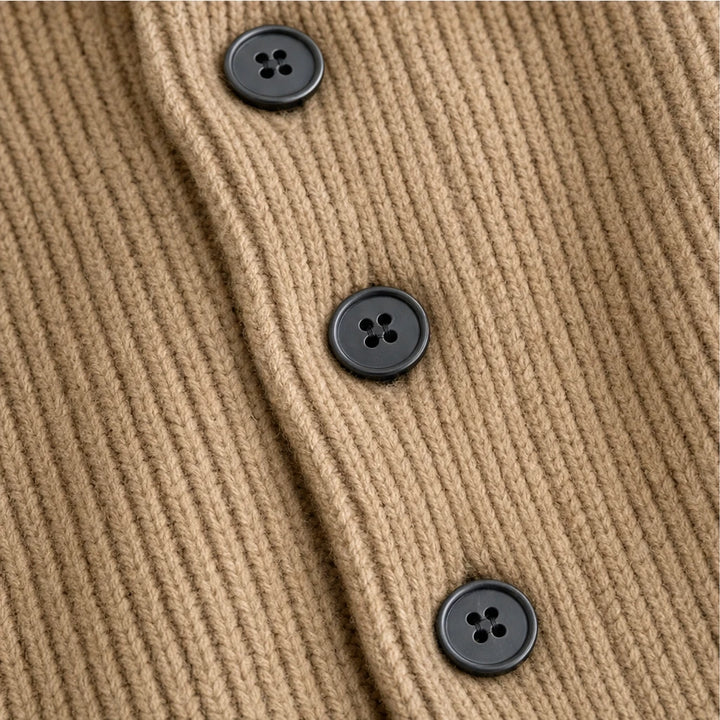 Sorella – Ribbed Asymmetric Button-Front Sweater