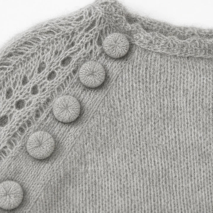 Lunelle – Openwork Knit Lantern Sleeve Sweater