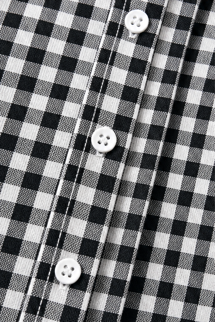 Checkered Long-Sleeve Button-Up Shirt For Women