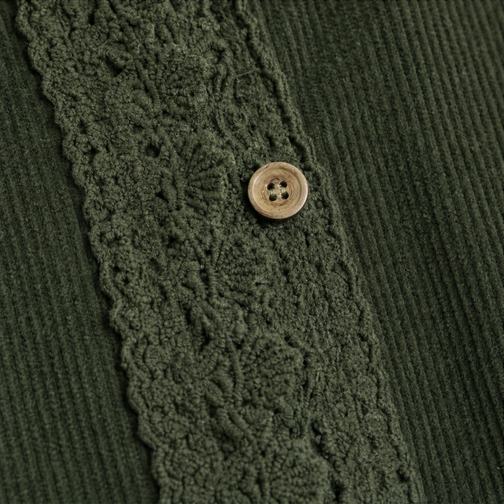 Roselane – Scalloped Lace Fine-Rib Corduroy-Look Jacket