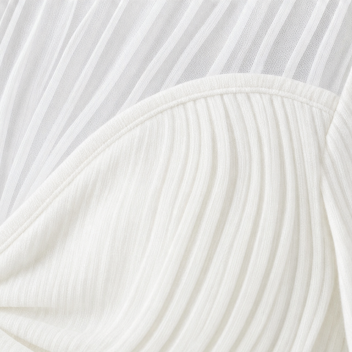 Lunavia – Sheer V-Neck Textured Fitted Blouse