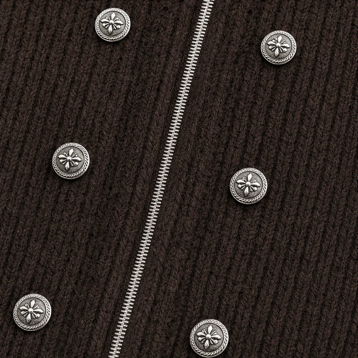 Wearbella – Double-Breasted Stand Collar Knit Cardigan