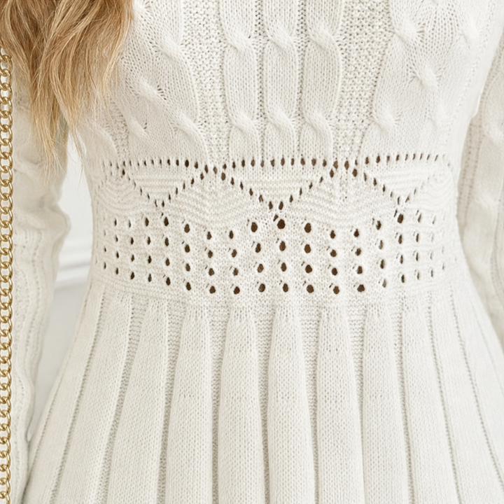 Waistelle – Fitted Cable-Knit Peplum Sweater