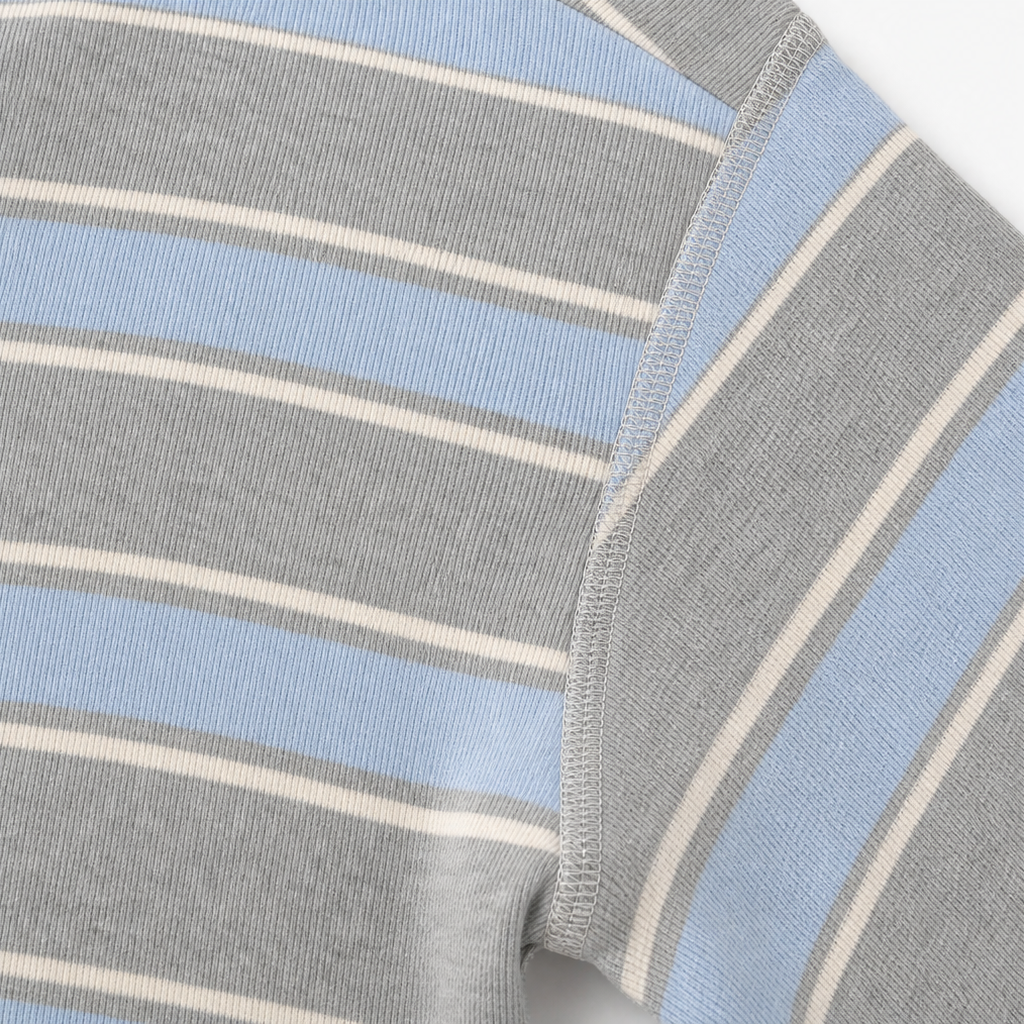 Stripe & Ease – Striped Mock-Neck Top And Wide-Leg Pants Set