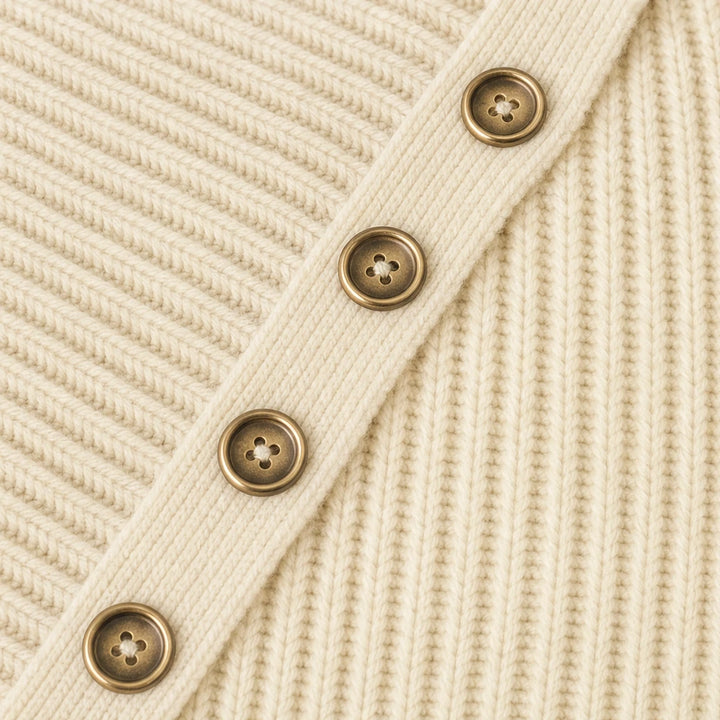 Velora – Asymmetric Button Off-The-Shoulder Knit Sweater