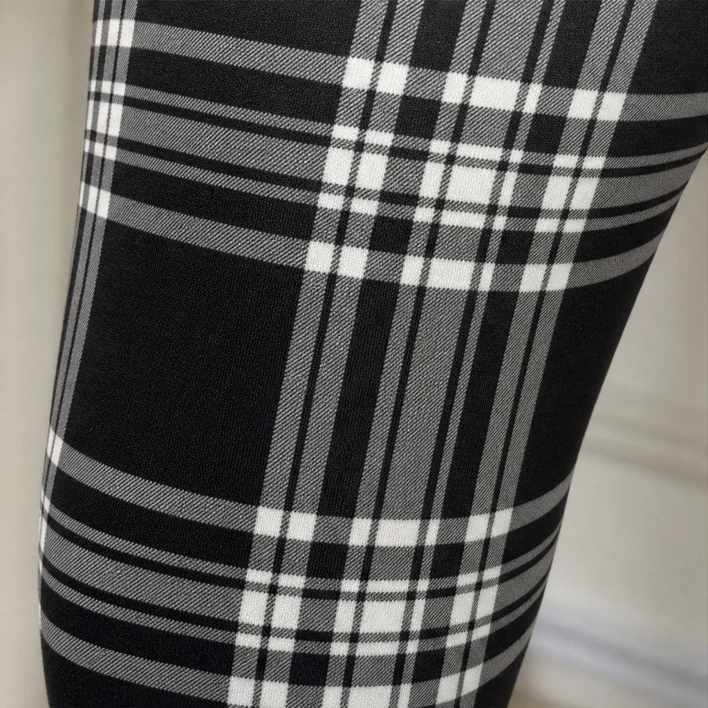 Warmelle – High Waisted Plaid Stretch Leggings