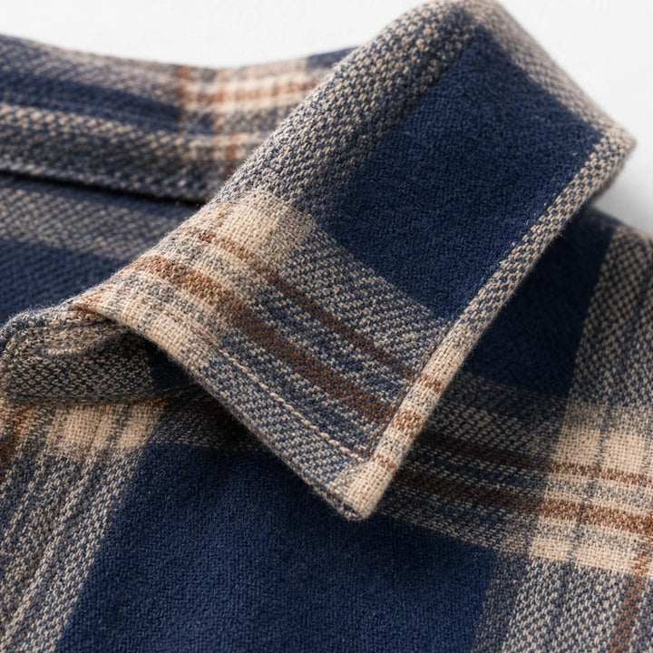 Caledon – Plaid Button-Front Long-Sleeve Blouse