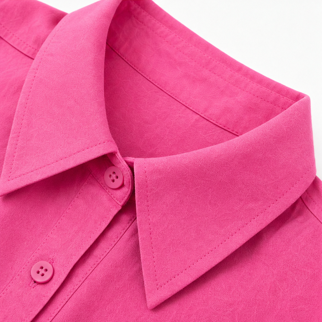 Roselle – 3D Rose-Flower Cuff Collared Blouse