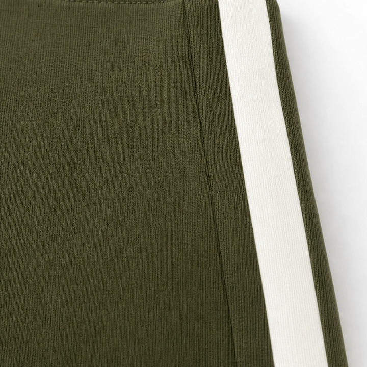 Trimora – Contrast-Trim Knit Jacket And Flared Pants Set
