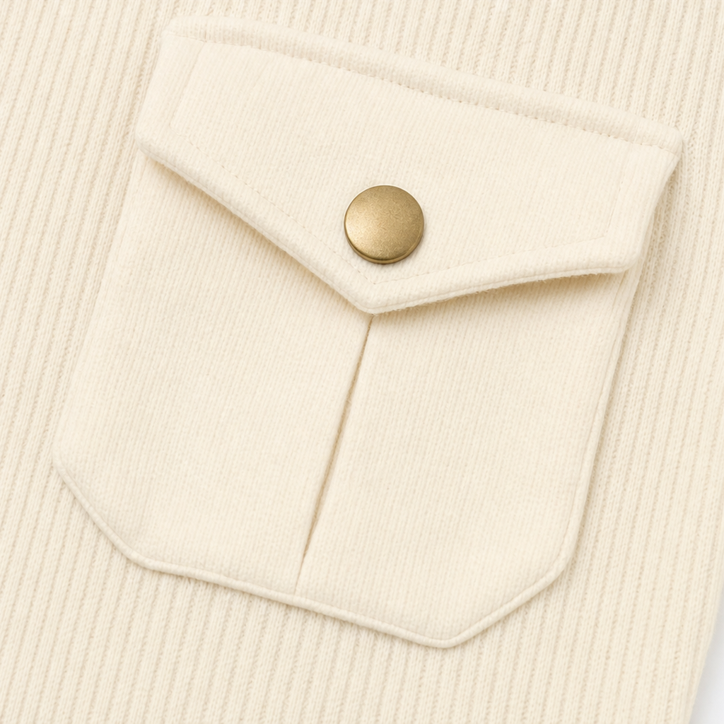 Ribette – Ribbed Henley Placket Long Sleeve Top