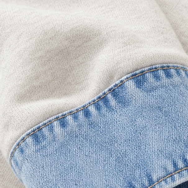 Denver & Wren – Denim-Yoke Colorblock Pullover Sweatshirt