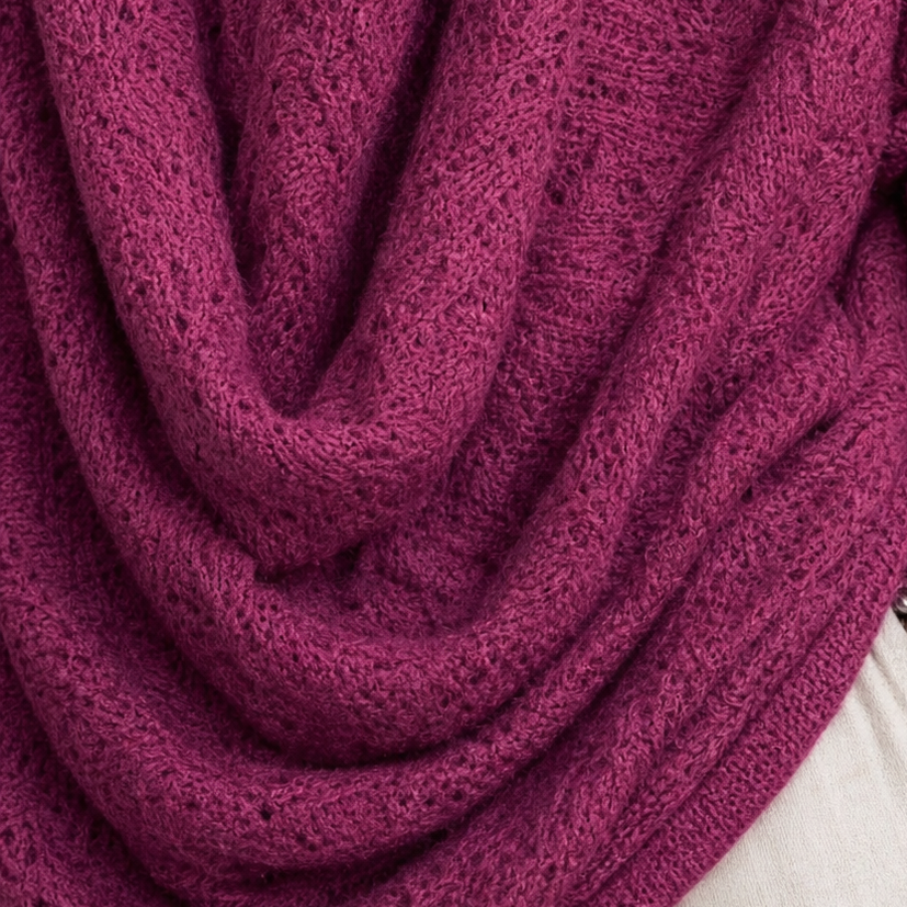 Cowl & Bloom – Diamond Openwork Cowl-Neck Knit Top