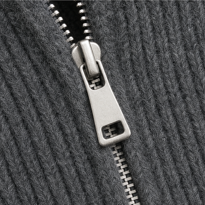 Wearvale – Two-Way Zip High-Neck Knit Cardigan