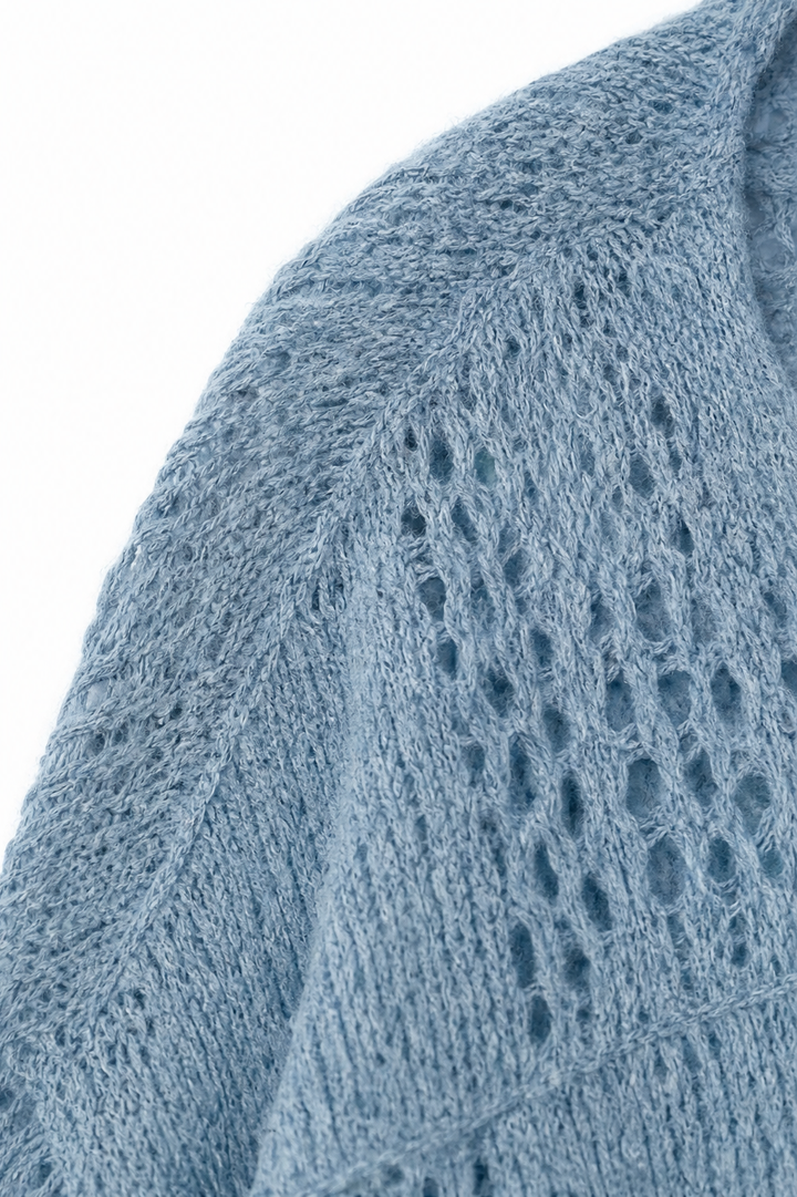 Slouchbelle – Pointelle Open-Front Batwing Cardigan