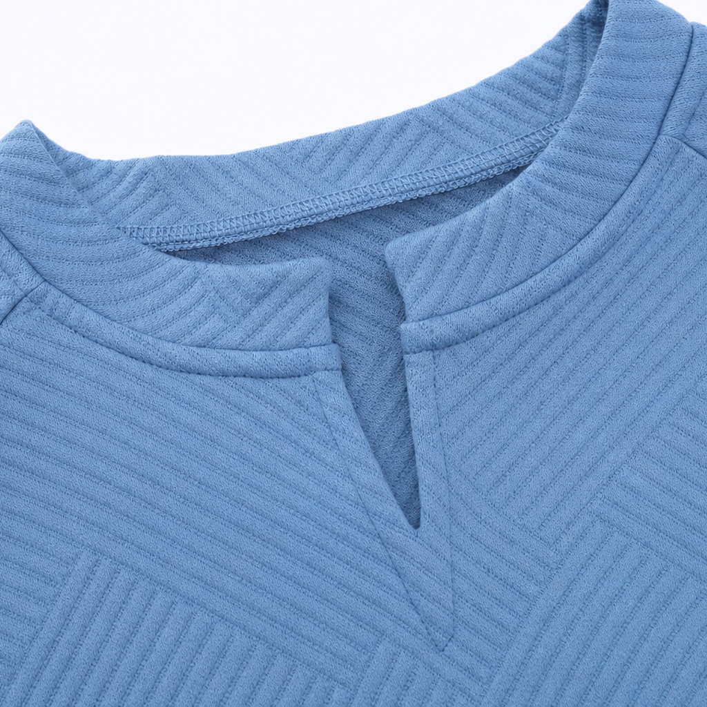 Stria – Striped Jacquard V-Neck Pullover Sweatshirt