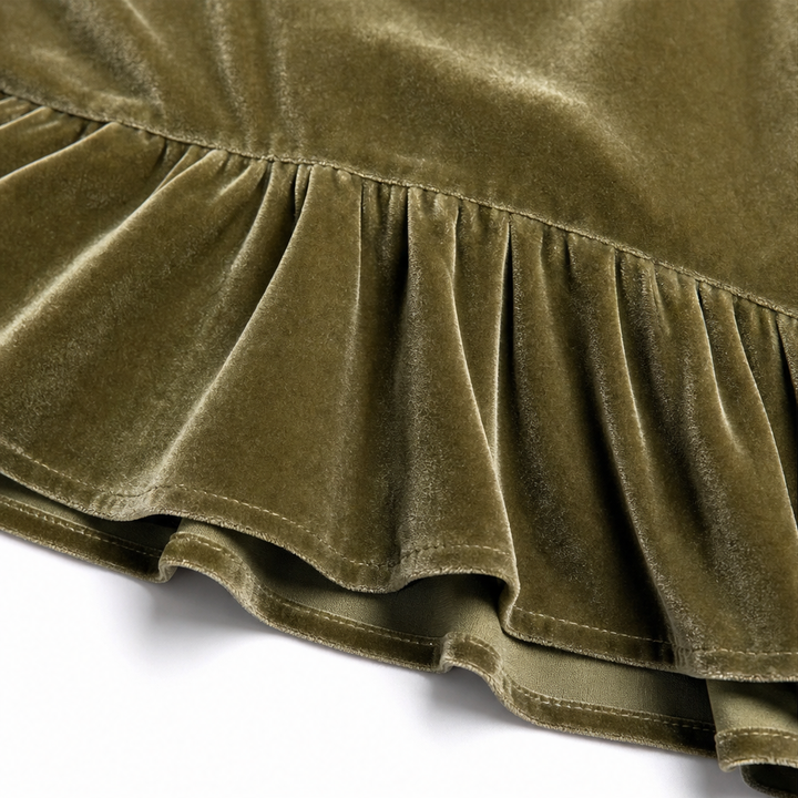 Velvetta – Asymmetric Button Cowl-Neck Peplum Top