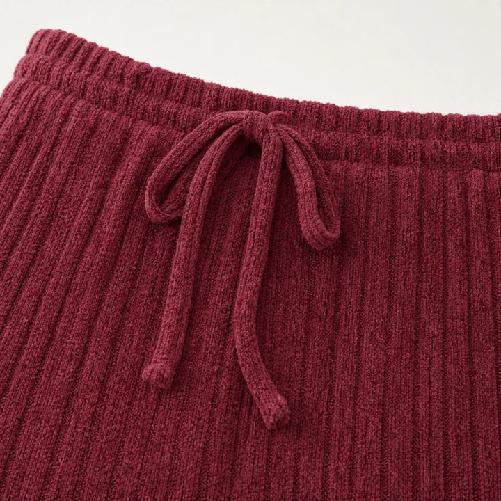Softhaven – Ribbed Drop-Shoulder Sweater And Wide-Leg Pants Set