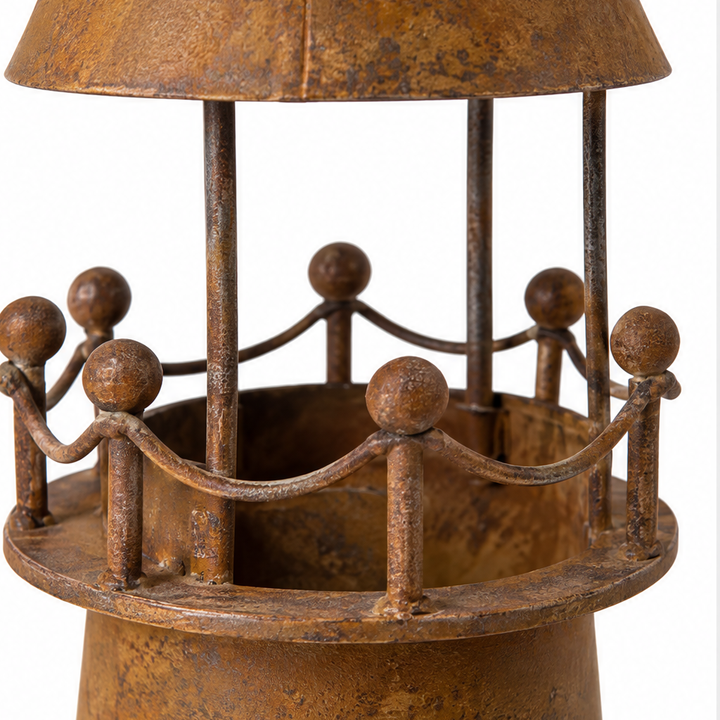 Lumenkeep – Distressed Metal Lighthouse Candle Lantern