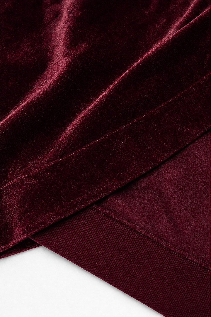 Velveau – Oversized Pocketed V-Neck Velvet Tunic