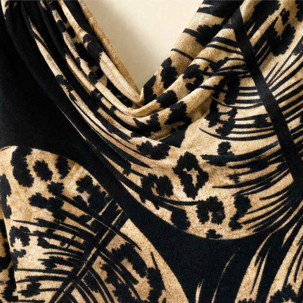 Marabella – Color-Block Leopard Print A-Line Dress