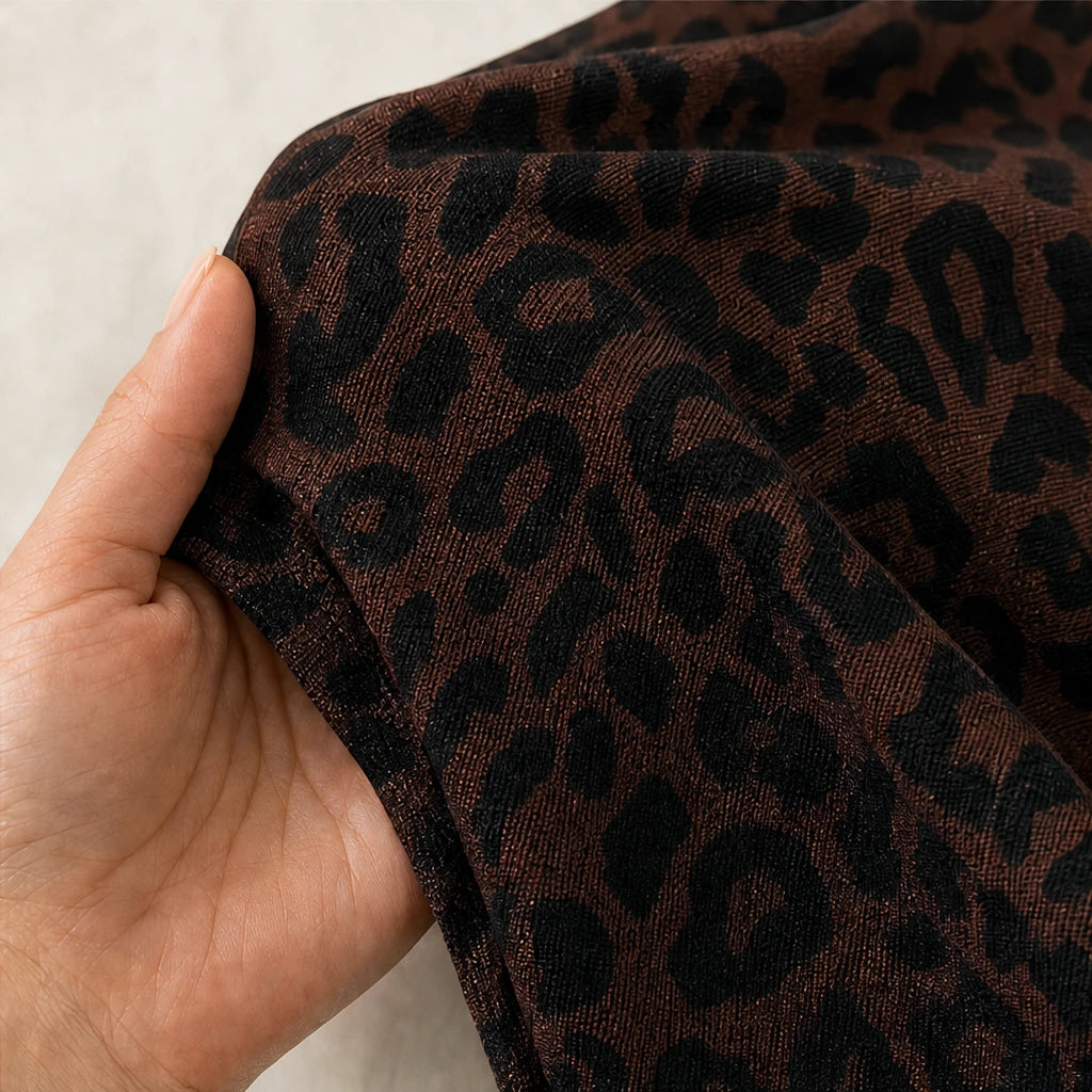 Vespera – Leopard Print Sheer V-Neck Top