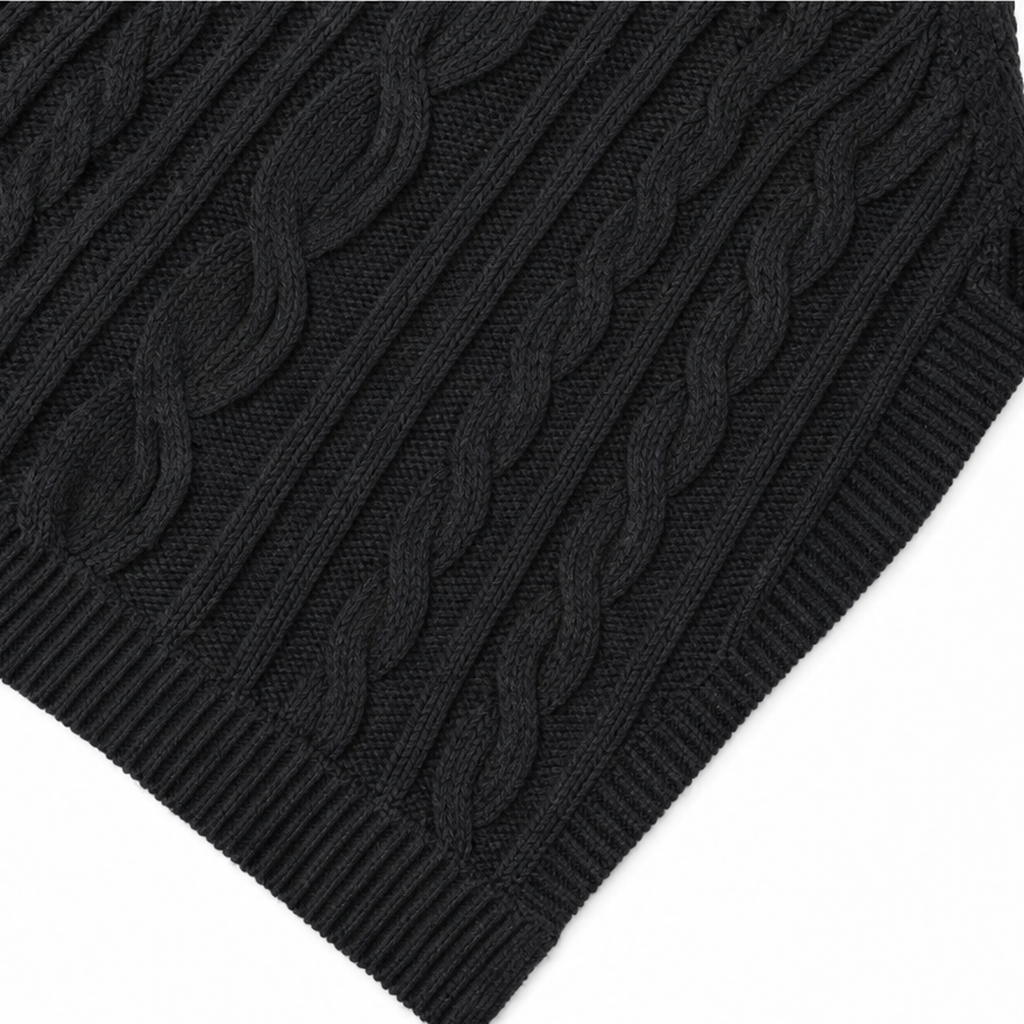 Cabelune – Cable-Knit Asymmetric Poncho Sweater