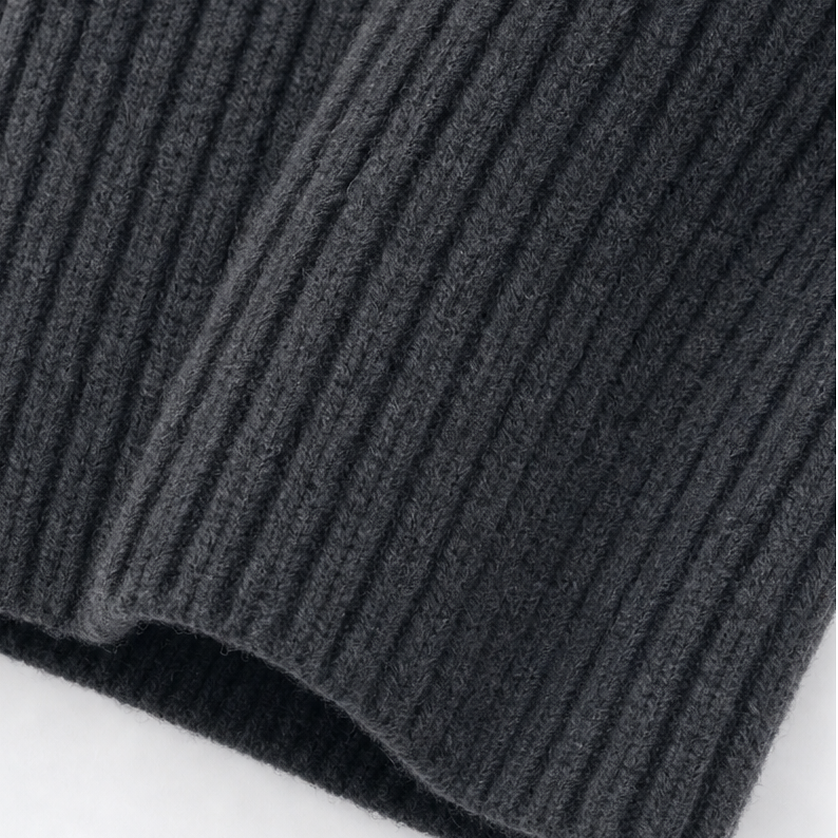 Wearbella – Diagonal Zip Oversized Collar Ribbed Knit Jacket