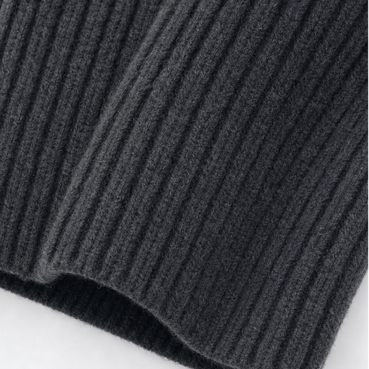 Wearbella – Diagonal Zip Oversized Collar Ribbed Knit Jacket