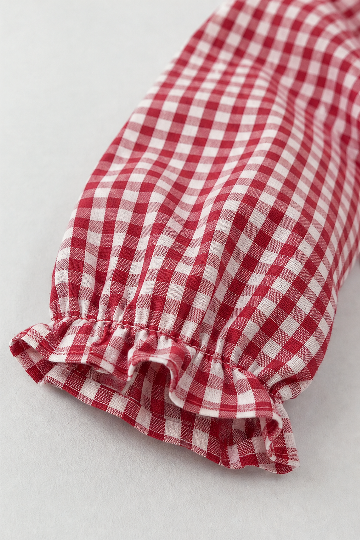 Rufina – Ruffled Collar Checked Print Blouse