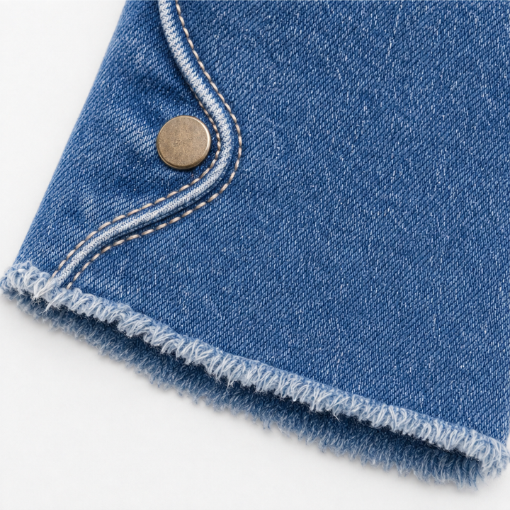 Flarelle – High-Waisted Scalloped Side-Button Flare Jeans