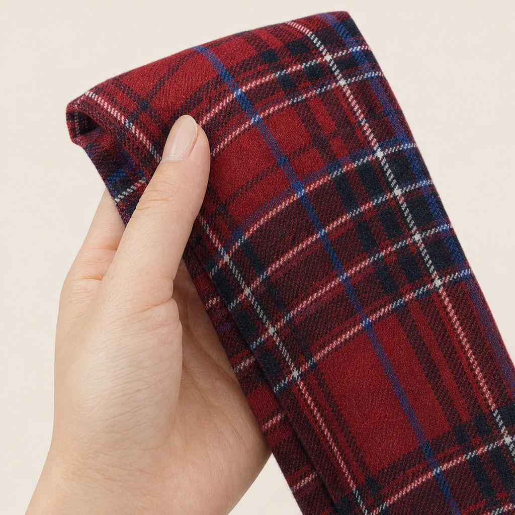Plaidelle – Cowl-Neck Plaid Stretch Top