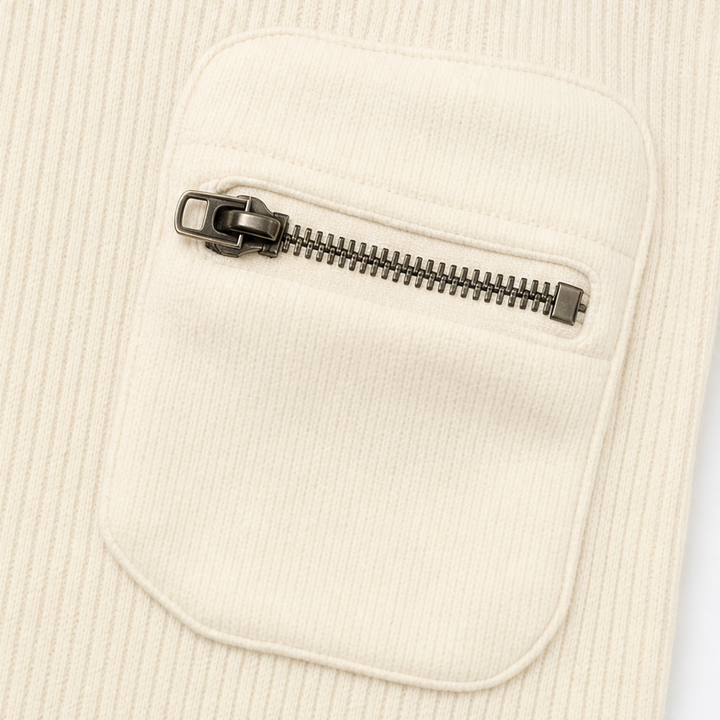 Ribette – Ribbed Henley Placket Long Sleeve Top