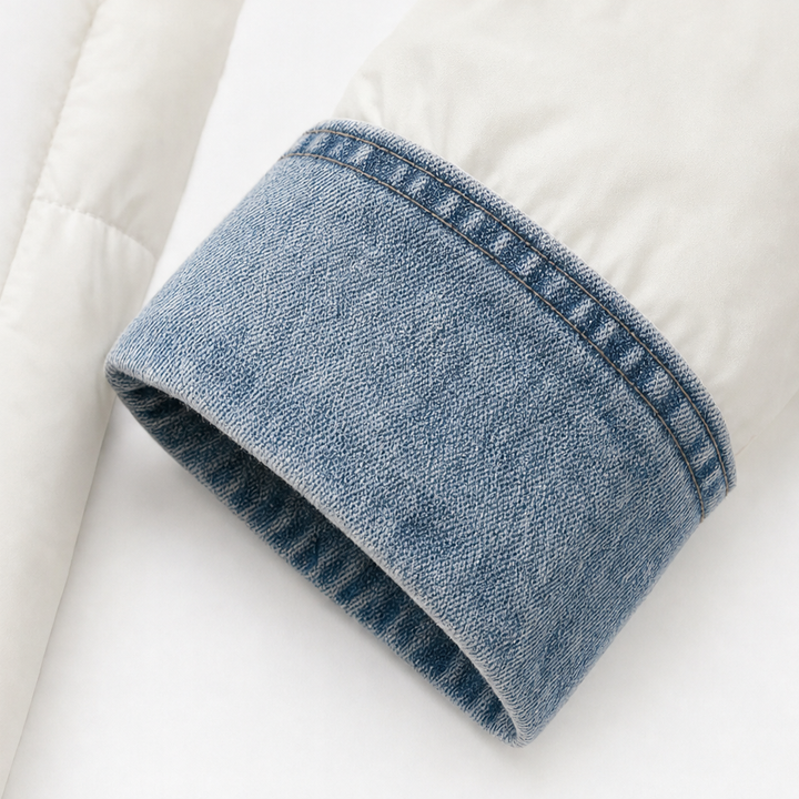Denvora – Denim-Trim Quilted Puffer Jacket