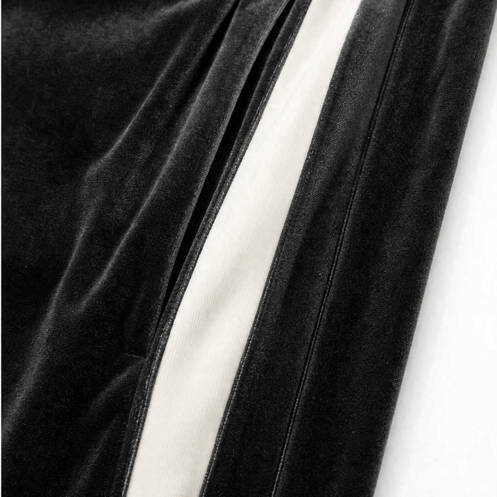Velura – Contrast-Stripe Hooded Velour Tracksuit Set