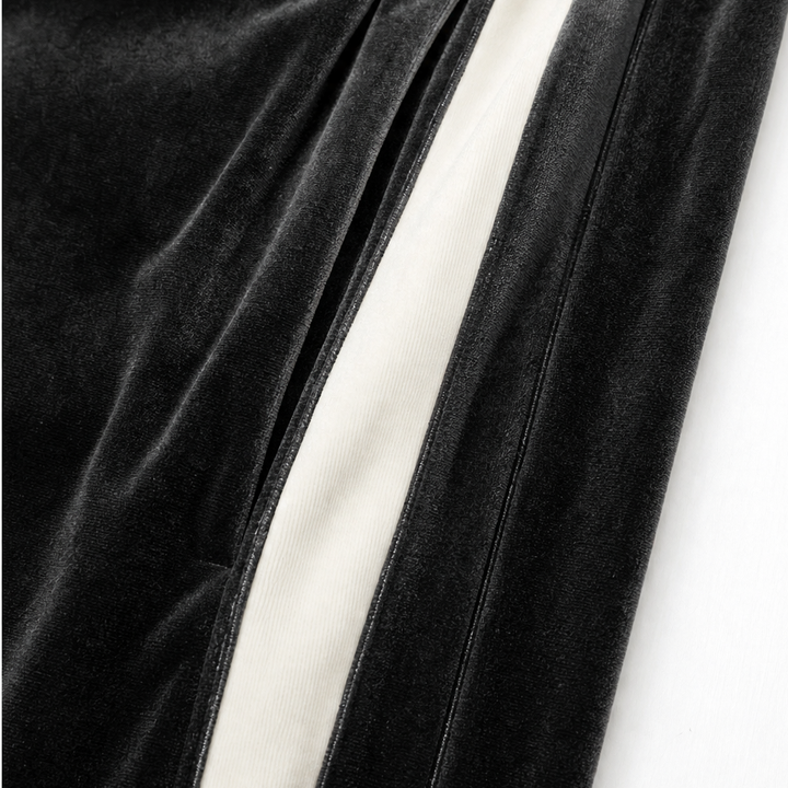 Velura – Contrast-Stripe Hooded Velour Tracksuit Set