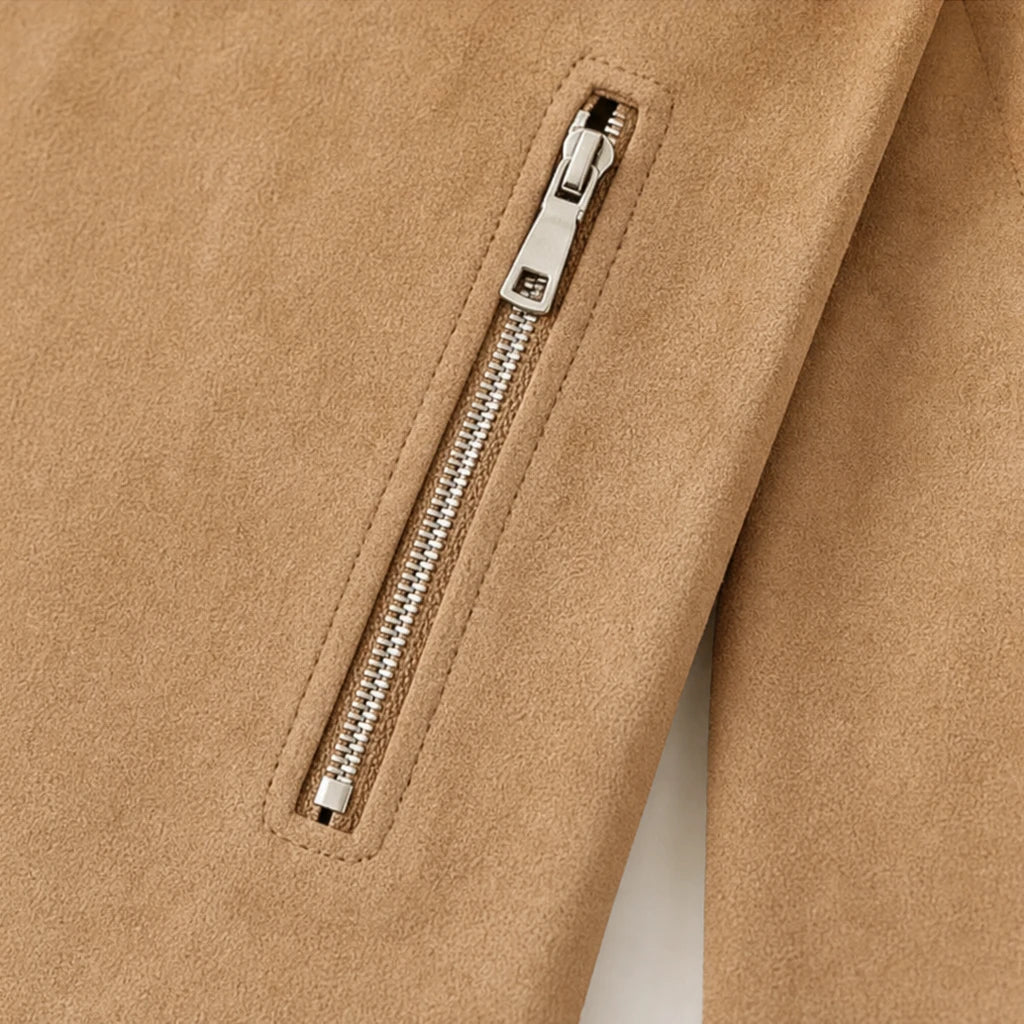 Svelte Moto – Slim-Fit Suede-Look Biker Jacket