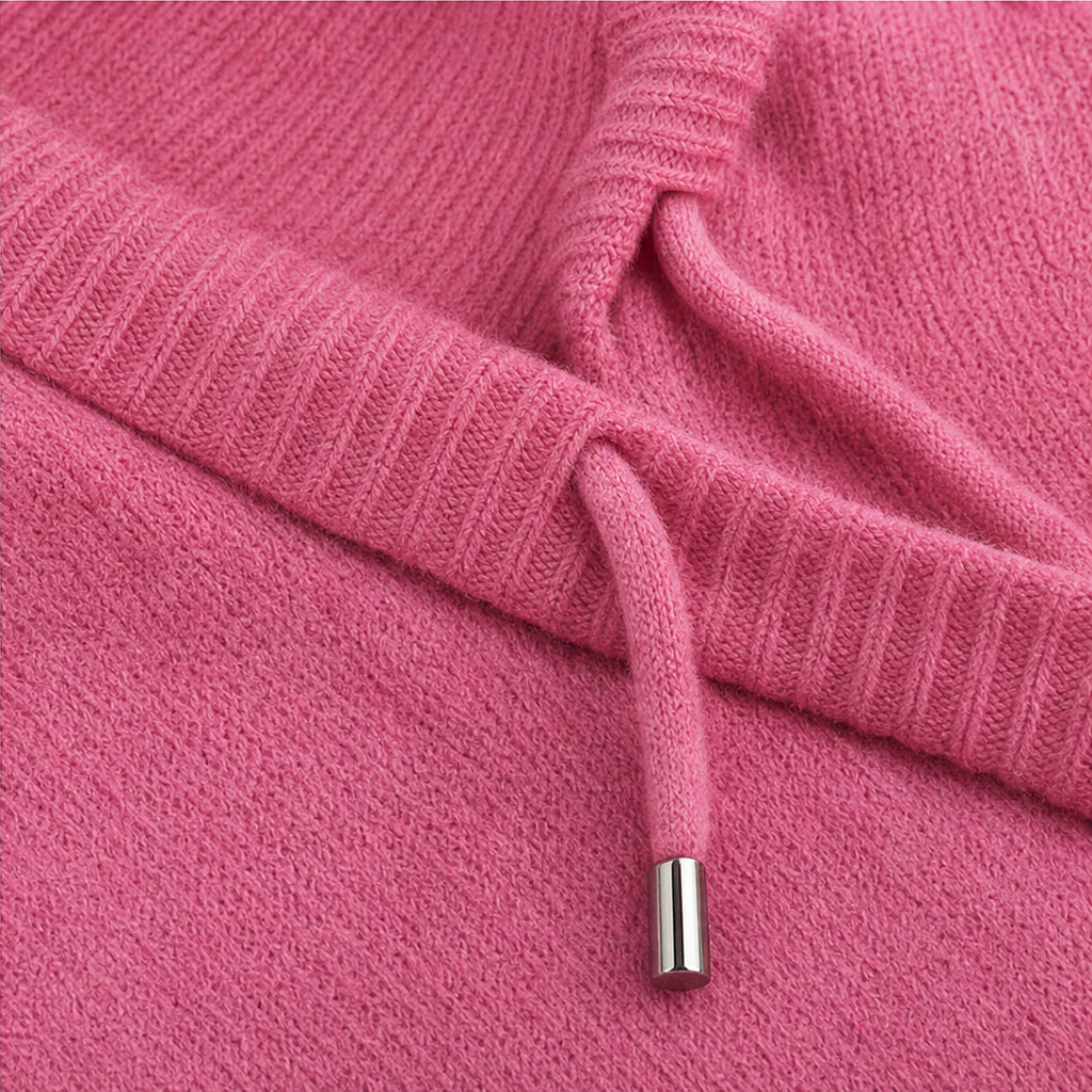 Cozelle – Frayed-Edge Open-Knit Oversized Hoodie