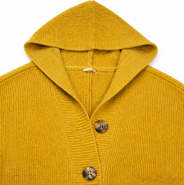 Coziva – Hooded Button-Front Knit Cardigan
