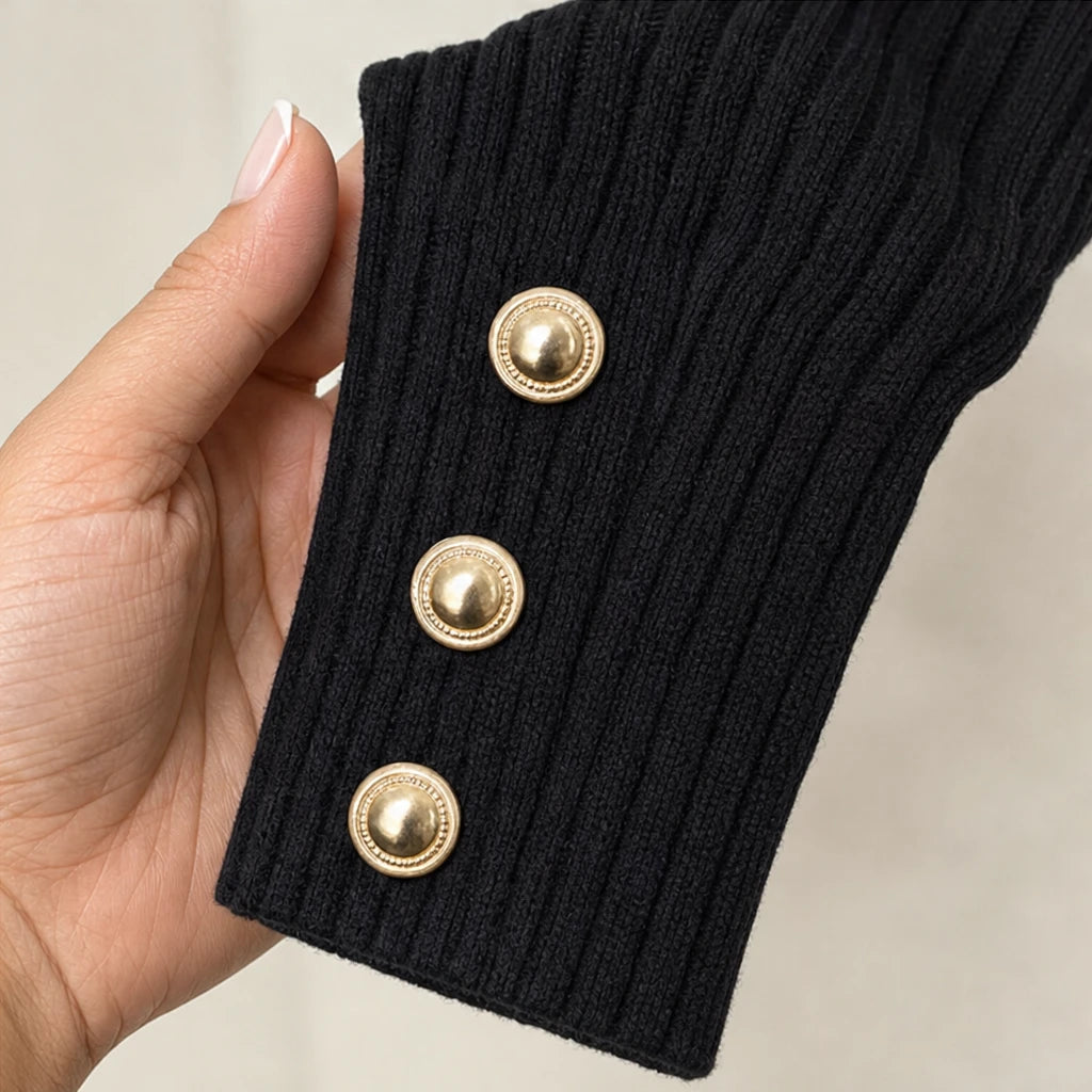 Elowen – Square-Neck Puff-Shoulder Ribbed Top