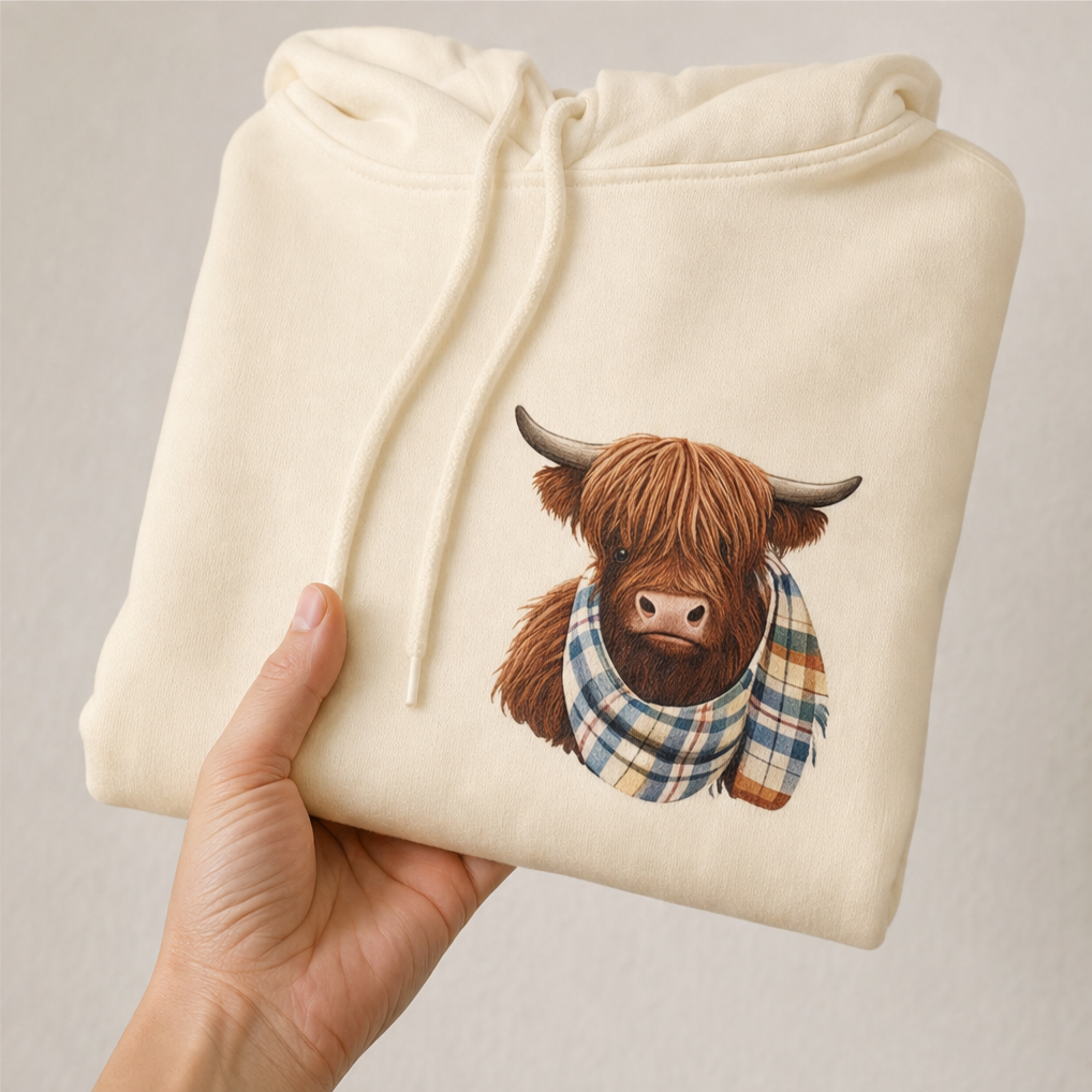Highlander Fleece – Fleece-Lined Highland Cow Print Hoodie