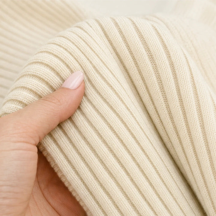 Velaine – Diagonal Ribbed Crossover Knit Sweater