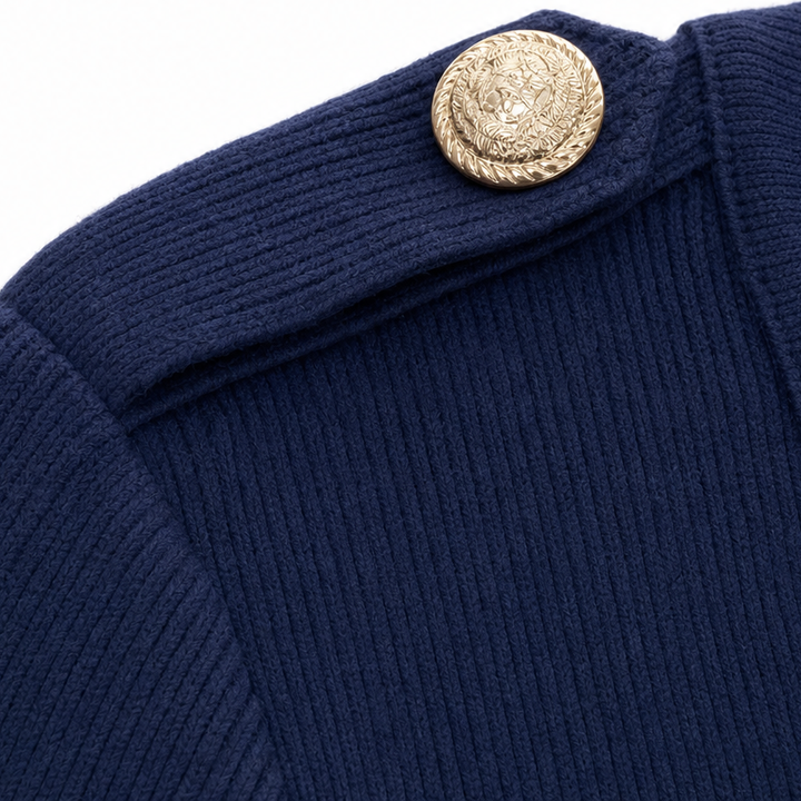 Lacedelle – Ribbed Lace-Up V-Neck Gold-Detail Top