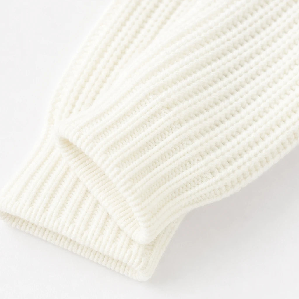Veluna – Textured Off-The-Shoulder Button Knit Pullover