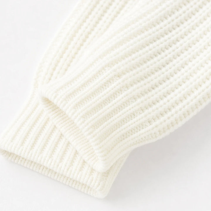 Veluna – Textured Off-The-Shoulder Button Knit Pullover