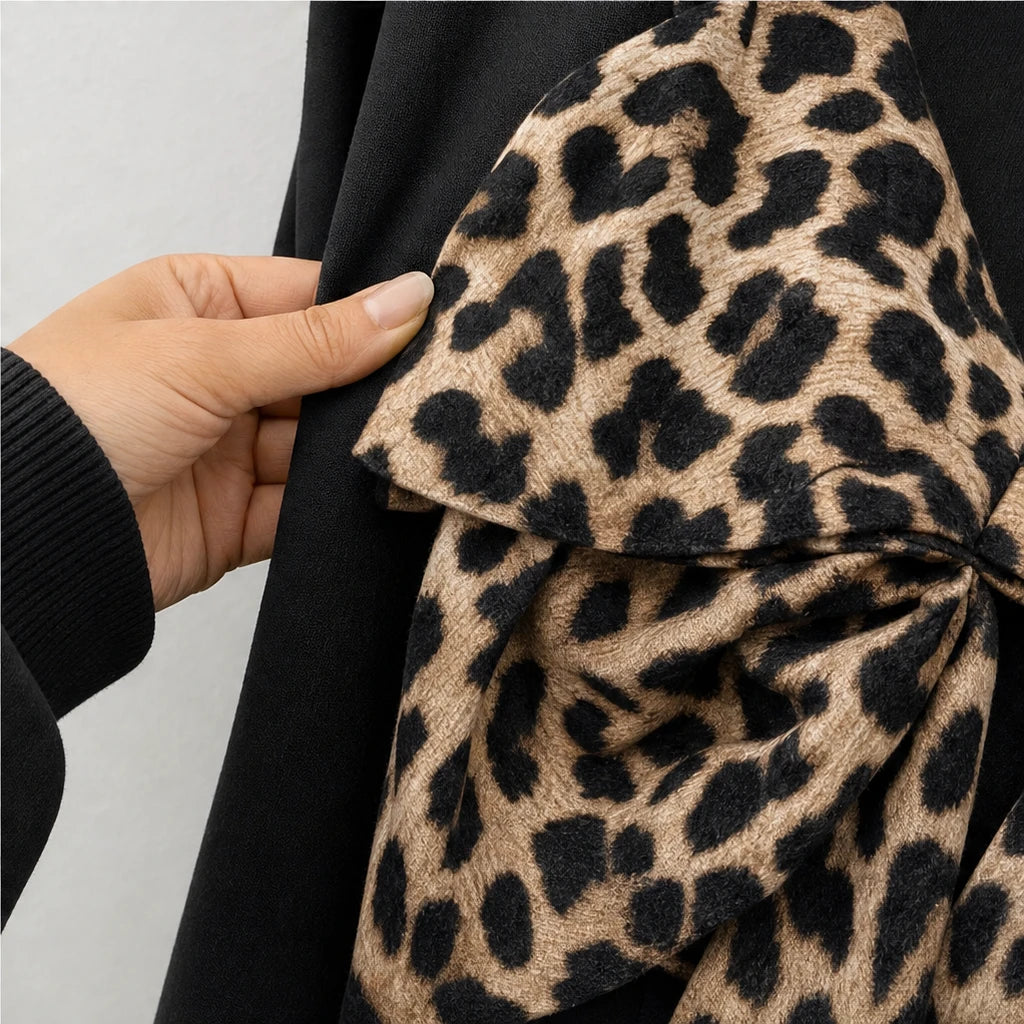 Overa – Leopard-Print Bow Sweatshirt