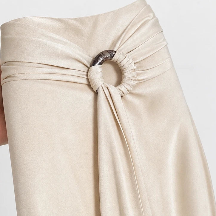 Avelisse – O-Ring Tie Asymmetric Fishtail Midi Skirt
