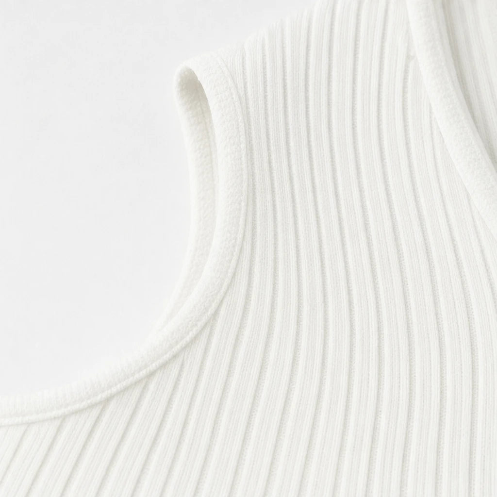 Veloura – Twist V-Neck Ribbed Cold-Shoulder Top
